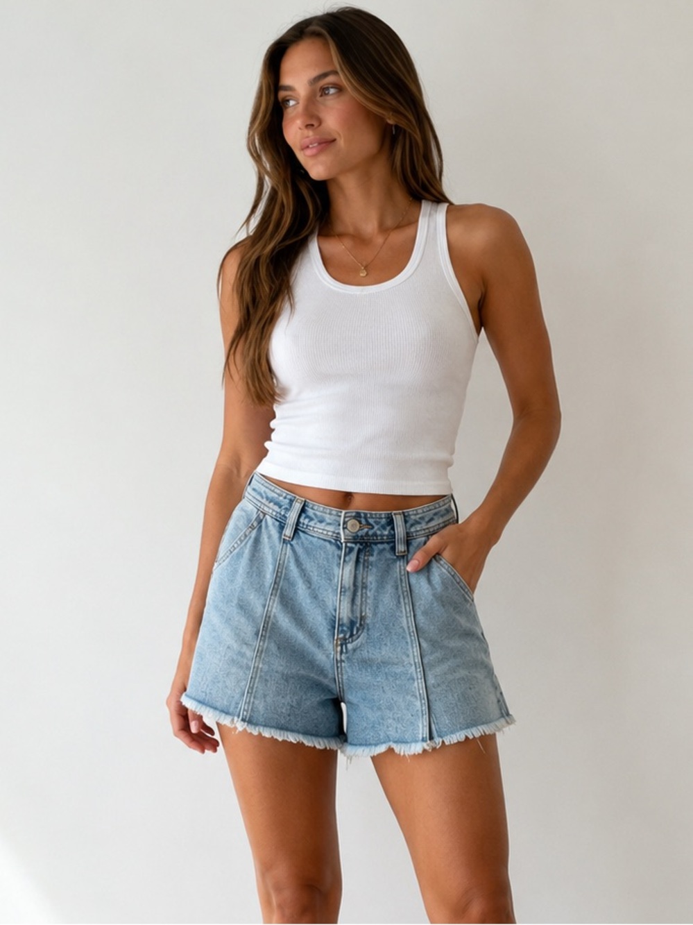 We The Free Twenty Nine Denim Shorts 29 Light Wash Raw Hem High Rise